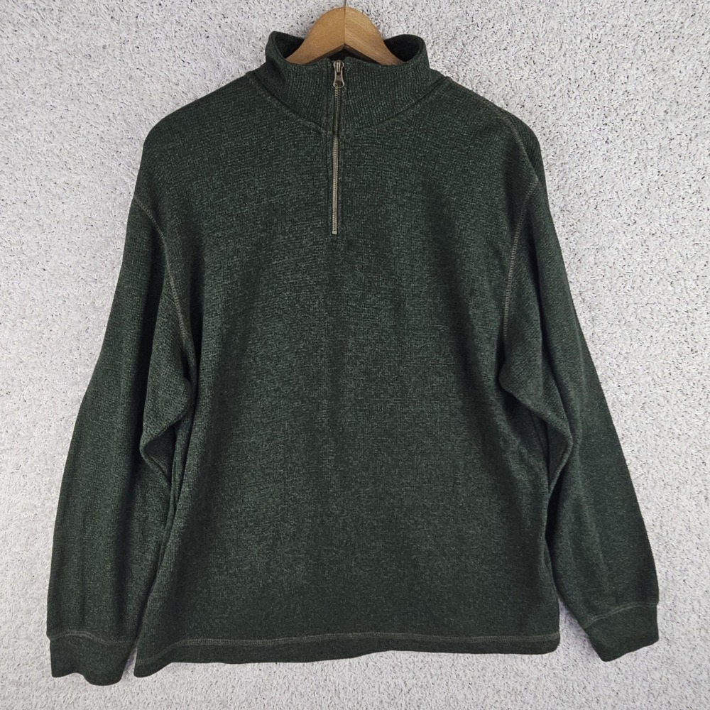 Red Head Green 1/4 Zip Mock Neck Pullover Sweatshirt Men's Size XL Gorpcore Warm